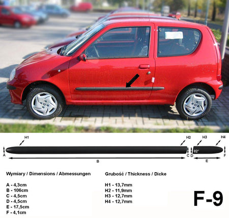 Seitenschutzleisten schwarz für Fiat Seicento Schrägheck 01.1998-01.2010 F9 a