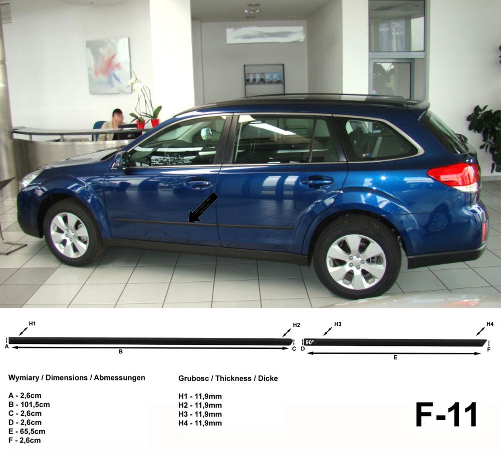 Seitenschutzleisten schwarz für Subaru Outback IV BR Kombi ab Bj. 09.2009- F11 a