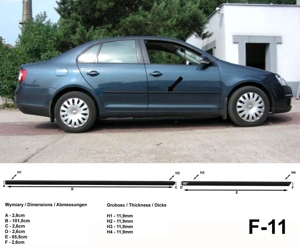 Seitenschutzleisten schwarz für Volkswagen VW Jetta III Bj. 08.2005-10.2010 F11 a