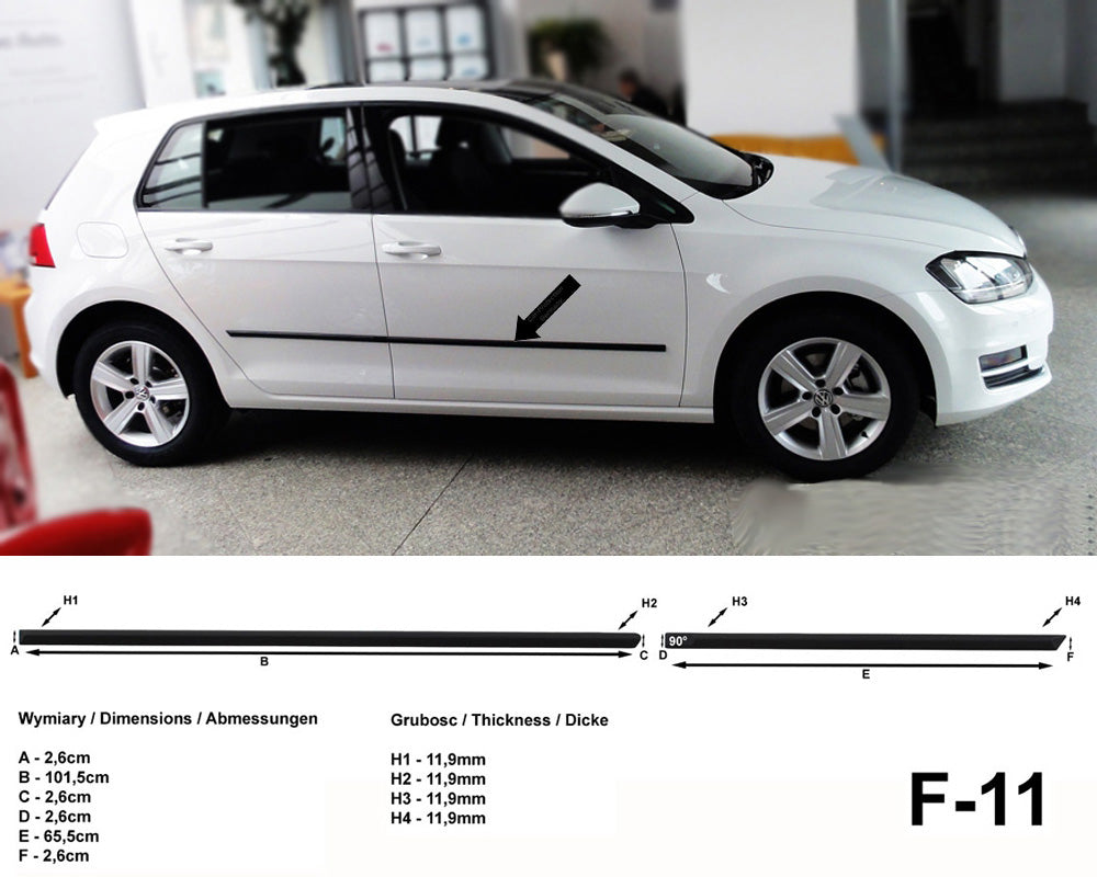 Seitenschutzleisten schwarz für Volkswagen VW Golf VII Schrägheck ab 8.2012- F11 a
