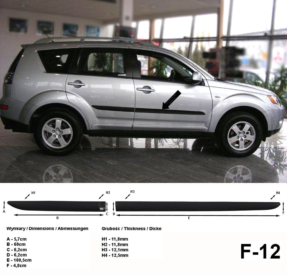 Seitenschutzleisten schwarz für Mitsubishi Outlander II vor facelift 2006-10 F12 a