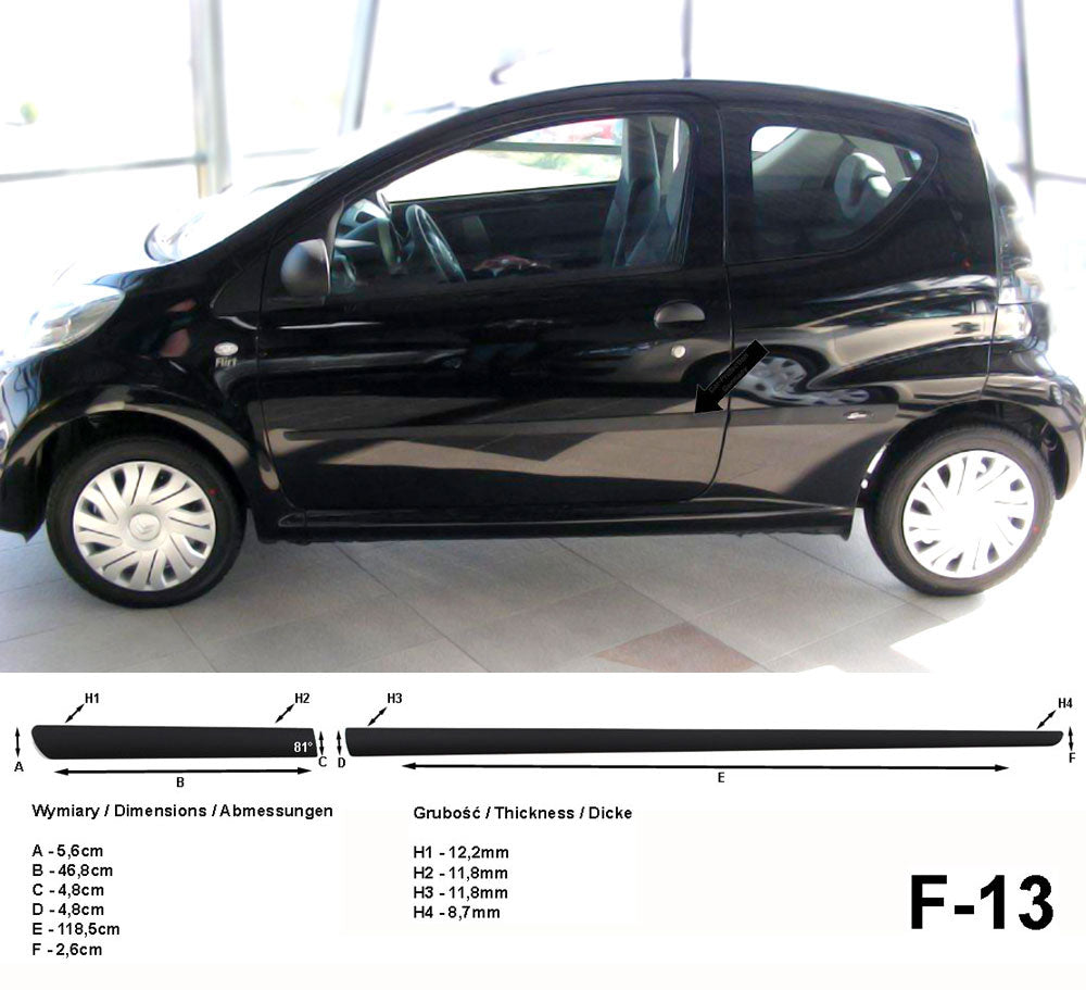 Seitenschutzleisten schwarz für Citroen C1 3-Türer vor facelift 06.05-12.11 F13 a
