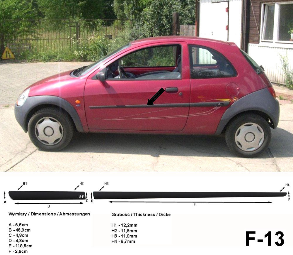 Seitenschutzleisten schwarz für Ford Ka I Typ RBT 1. Generation 1996-2008 F13 a