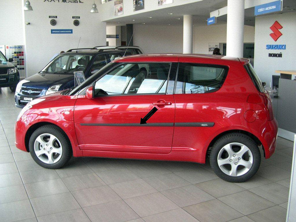 Seitenschutzleisten schwarz für Suzuki Swift III 3-Türer 02.2005-08.2010 F13 d