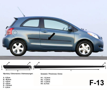 Seitenschutzleisten schwarz für Toyota Yaris II Schrägheck 3-Türer 2005-2011 F13 a