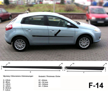 Seitenschutzleisten schwarz für Fiat Bravo II 198 Schrägh. 5-Türer 2006-2014 F14 a