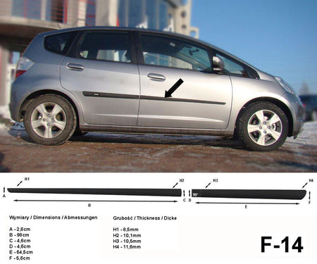 Seitenschutzleisten schwarz für Honda Jazz III Schrägheck 5-Türer 2008-2014 F14 a