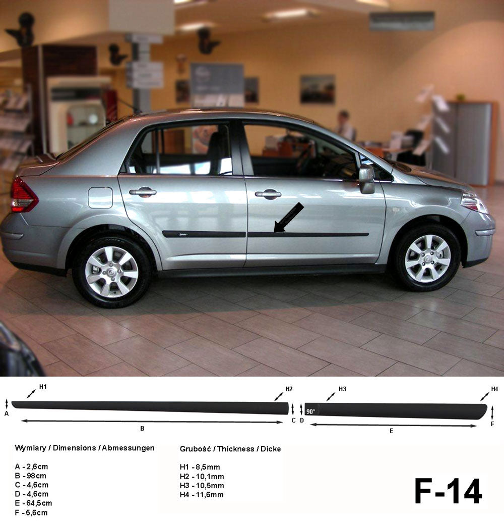 Seitenschutzleisten schwarz für Nissan Tiida I C11 1. Generation 2004-2011 F14 a