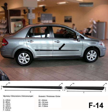 Seitenschutzleisten schwarz für Nissan Tiida I C11 1. Generation 2004-2011 F14 a
