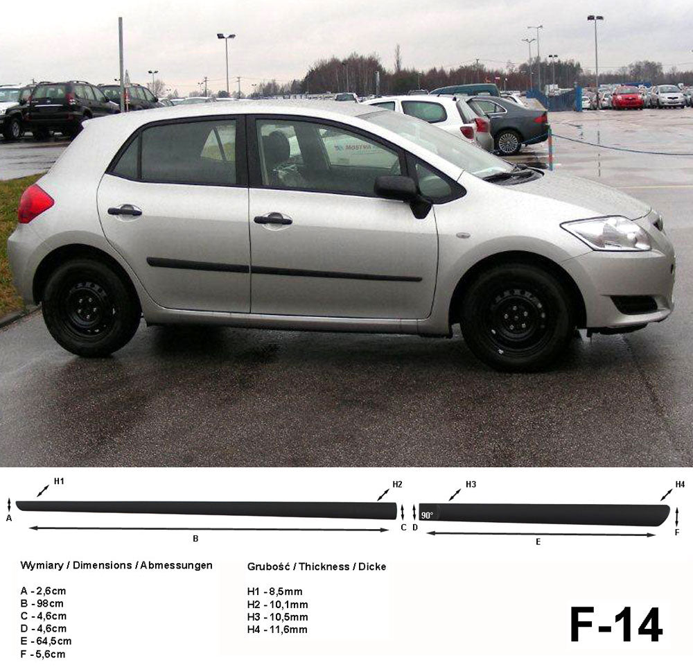 Seitenschutzleisten schwarz für Toyota Auris I E150 Schrägheck 5-Tür 2006-12 F14 a