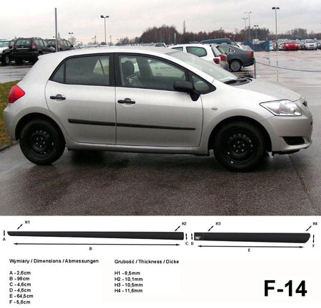 Seitenschutzleisten schwarz für Toyota Auris I E150 Schrägheck 5-Tür 2006-12 F14 a