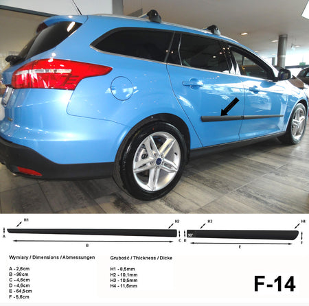 Seitenschutzleisten schwarz für Ford Focus III 5-Türer ab facelift 02.2014- F14 a