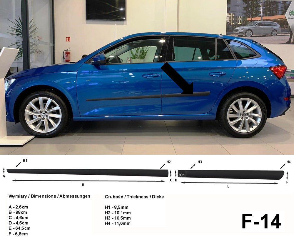 Seitenschutzleisten schwarz für Skoda Scala ab Baujahr 05.2019- F14a