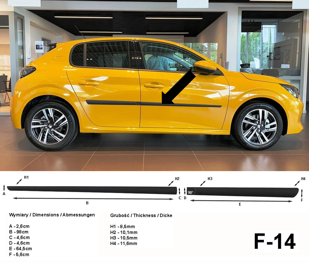 Seitenschutzleisten schwarz für Peugeot 208 II auch e-208 ab 6.2019- F14 3700014 a