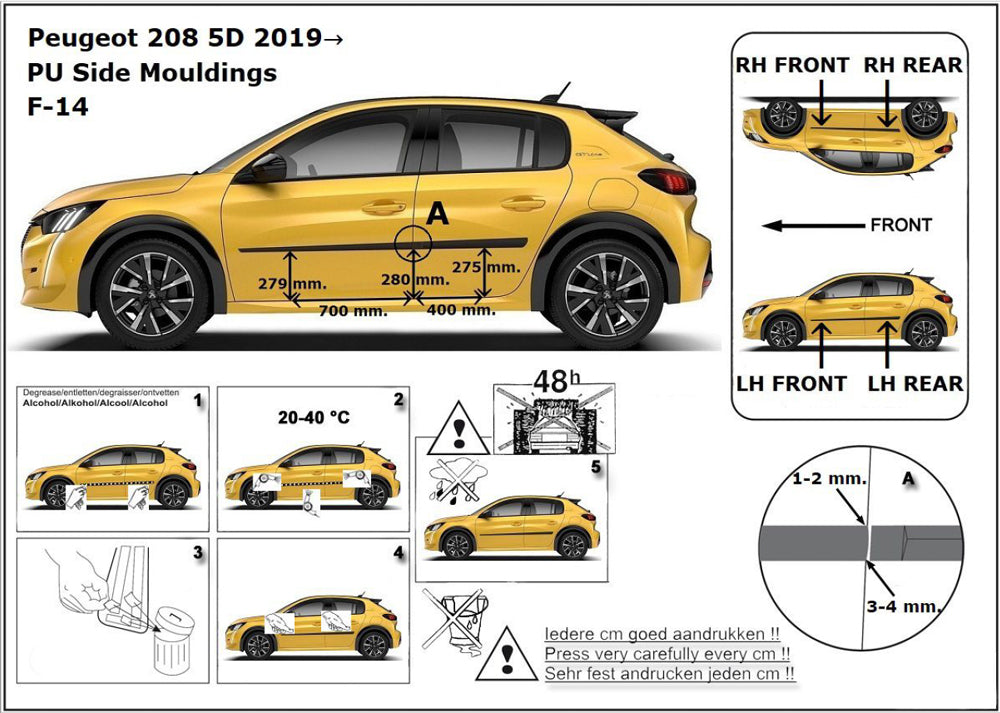 Seitenschutzleisten schwarz für Peugeot 208 II auch e-208 ab 6.2019- F14 3700014 f