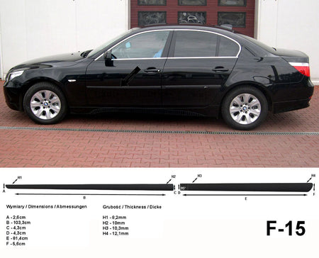 Seitenschutzleisten schwarz für BMW 5er E60 Limousine 4-Türer 7.2003-3.2010 F15 a