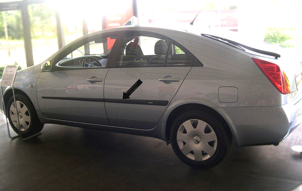 Seitenschutzleisten schwarz für Nissan Primera P12 Schrägheck & Limo 2002-08 F15 b