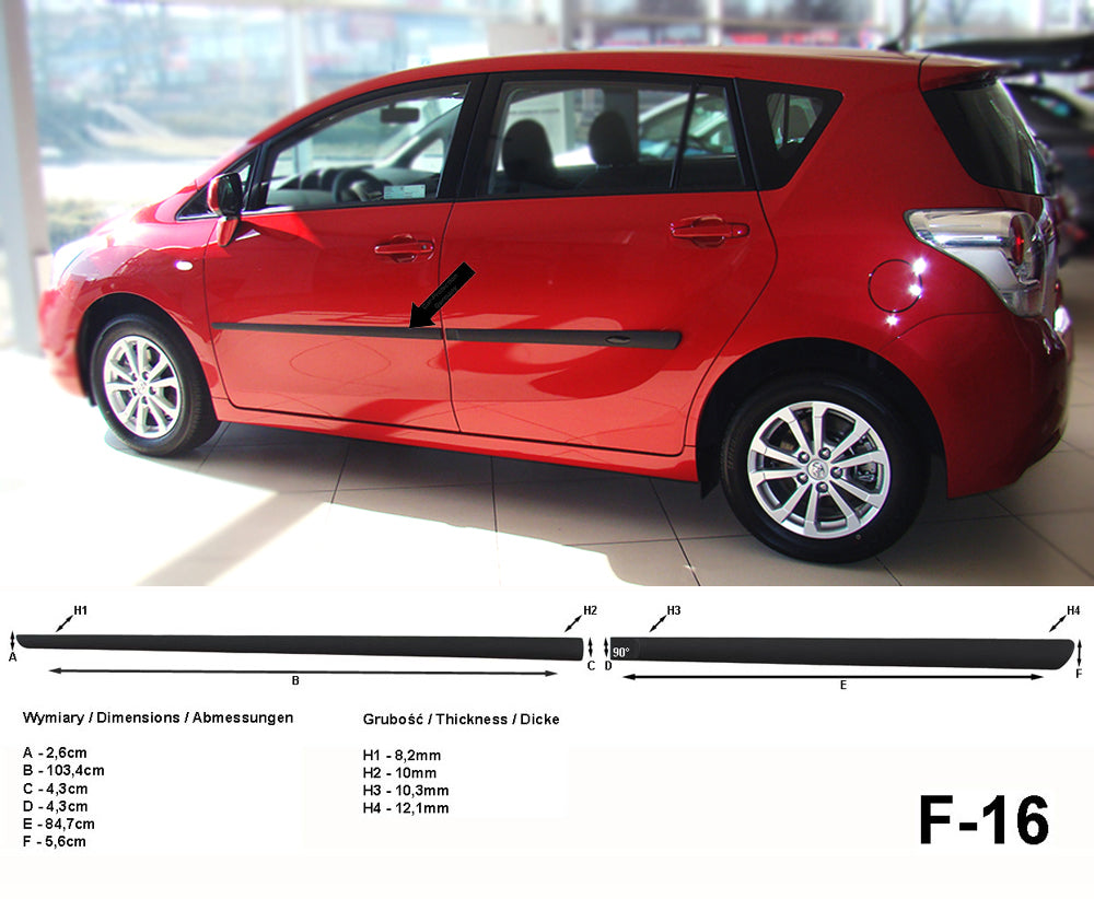 Seitenschutzleisten schwarz für Toyota Verso Van Kombi vor facelift 2009-13 F16 a