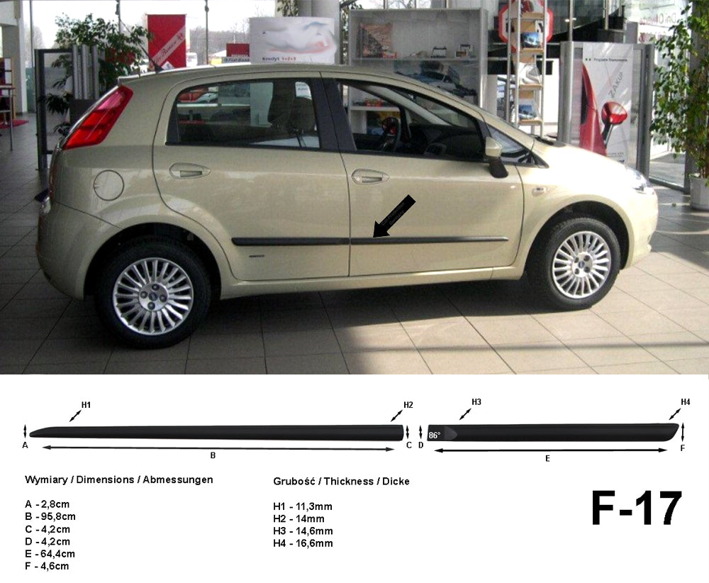 Seitenschutzleisten schwarz für Fiat Grande Punto III 199 5-Tür 06.06-12.12 F17 a