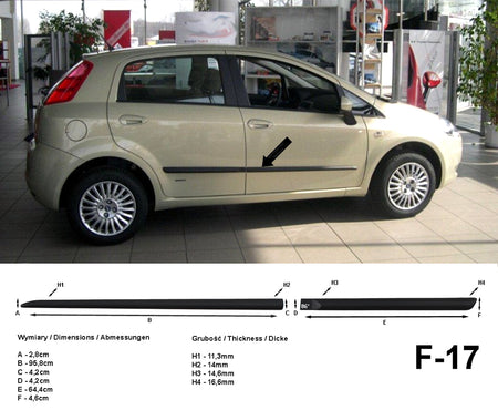 Seitenschutzleisten schwarz für Fiat Grande Punto III 199 5-Tür 06.06-12.12 F17 a