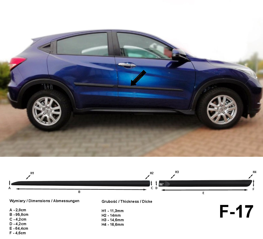 Seitenschutzleisten schwarz für Honda HR-V II 2. Generation SUV ab 2015- F17 a