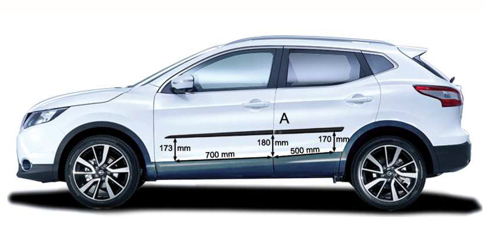 Seitenschutzleisten schwarz für Nissan Qashqai II 2. Generation ab 11.2013- F17 d