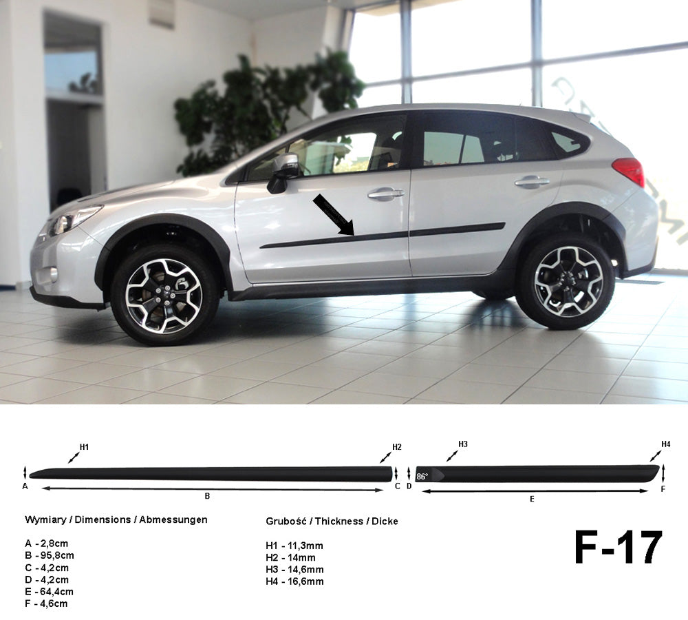 Seitenschutzleisten schwarz für Subaru XV SUV Kombi ab Baujahr 03.2012- F17 a