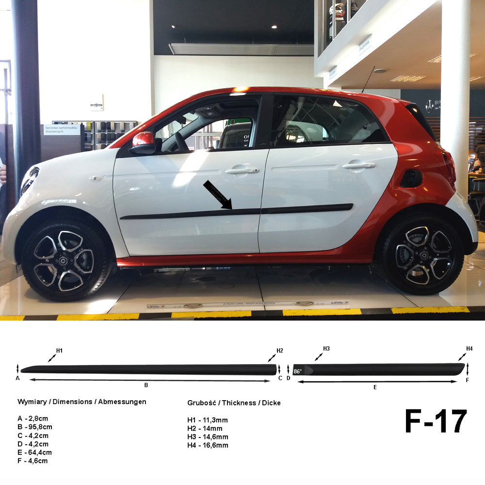 Seitenschutzleisten schwarz für Smart ForFour II W453 Schrägheck W 453 2014- F17 a