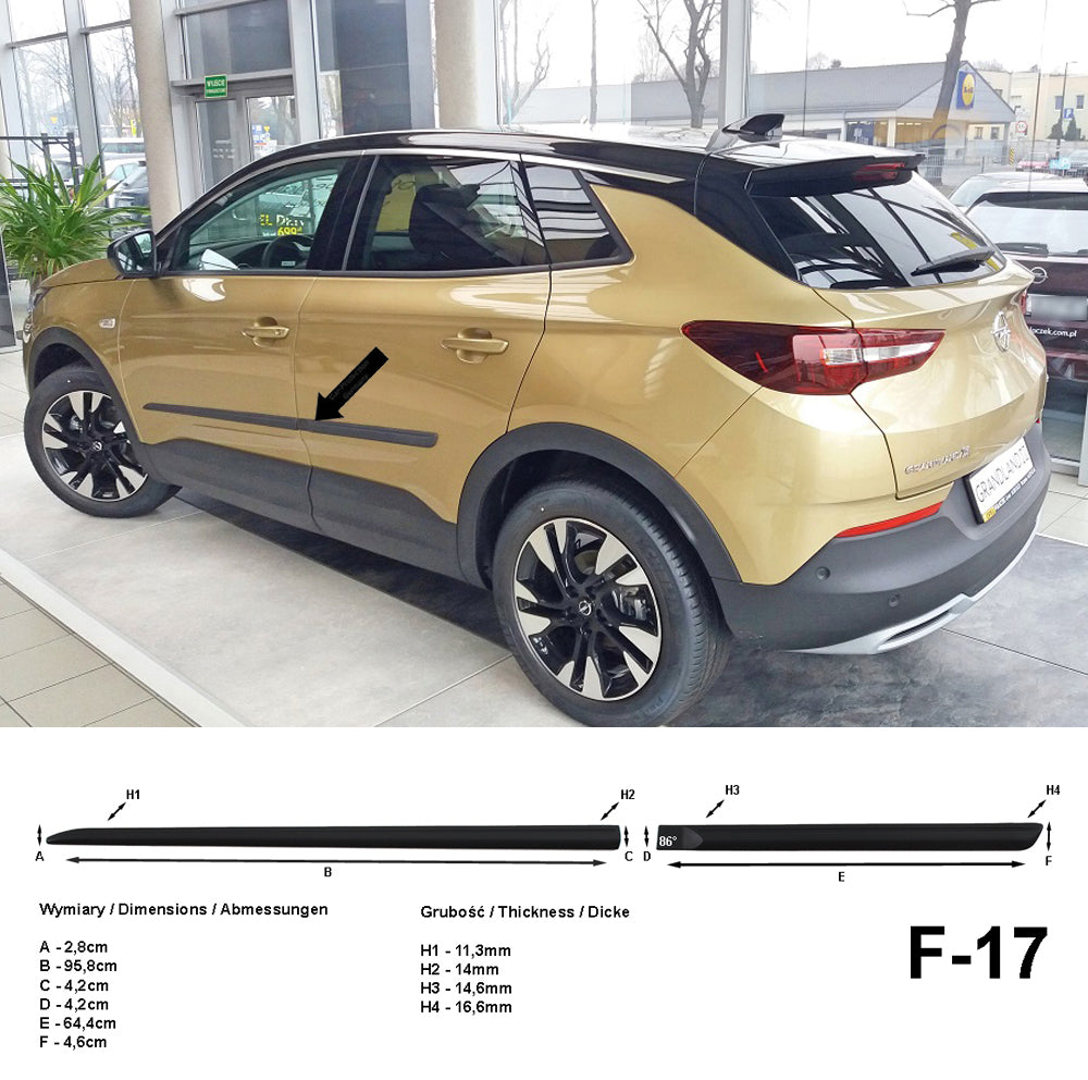 Seitenschutzleisten schwarz für Opel Grandland X SUV Kombi ab Bj. 06.2017- F17 a