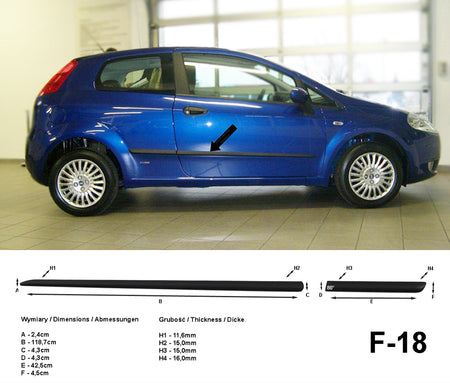 Seitenschutzleisten schwarz für Fiat Grande Punto III 199 3-Tür 06.06-12.12 F18 a
