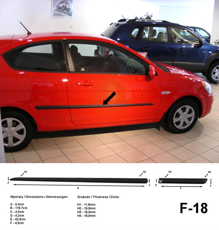Seitenschutzleisten schwarz für Hyundai Accent III MC Schrägh. 3-Tür 2005-10 F18 a