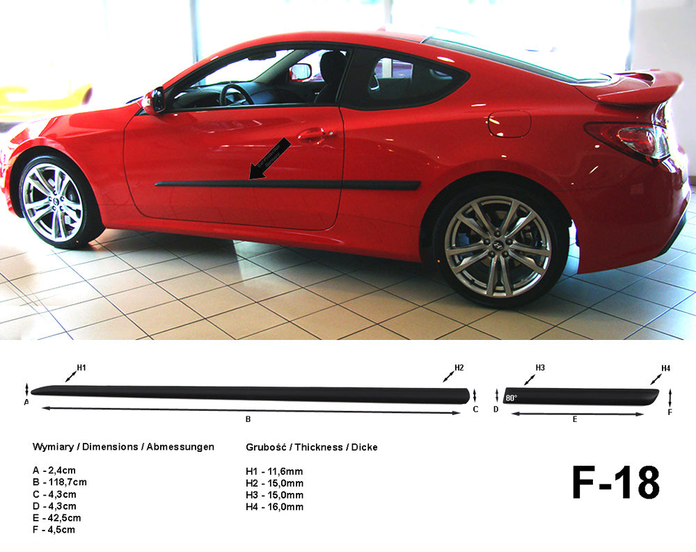 Seitenschutzleisten schwarz für Hyundai Genesis Coupé Coupe ab Baujahr 2008- F18 a