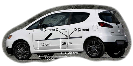 Seitenschutzleisten schwarz für Mitsubishi Colt VII 3-Türer facelift 2008-12 F18 d