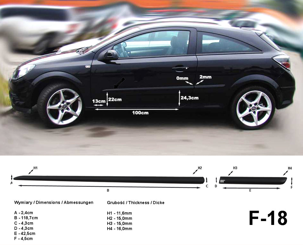 Seitenschutzleisten schwarz für Opel Astra H GTC Coupé & TwinTop 2005-2011 F18 a
