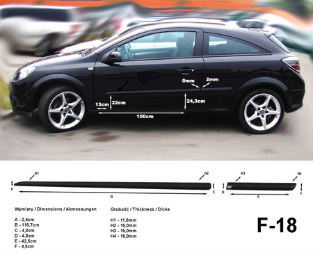 Seitenschutzleisten schwarz für Opel Astra H GTC Coupé & TwinTop 2005-2011 F18 a