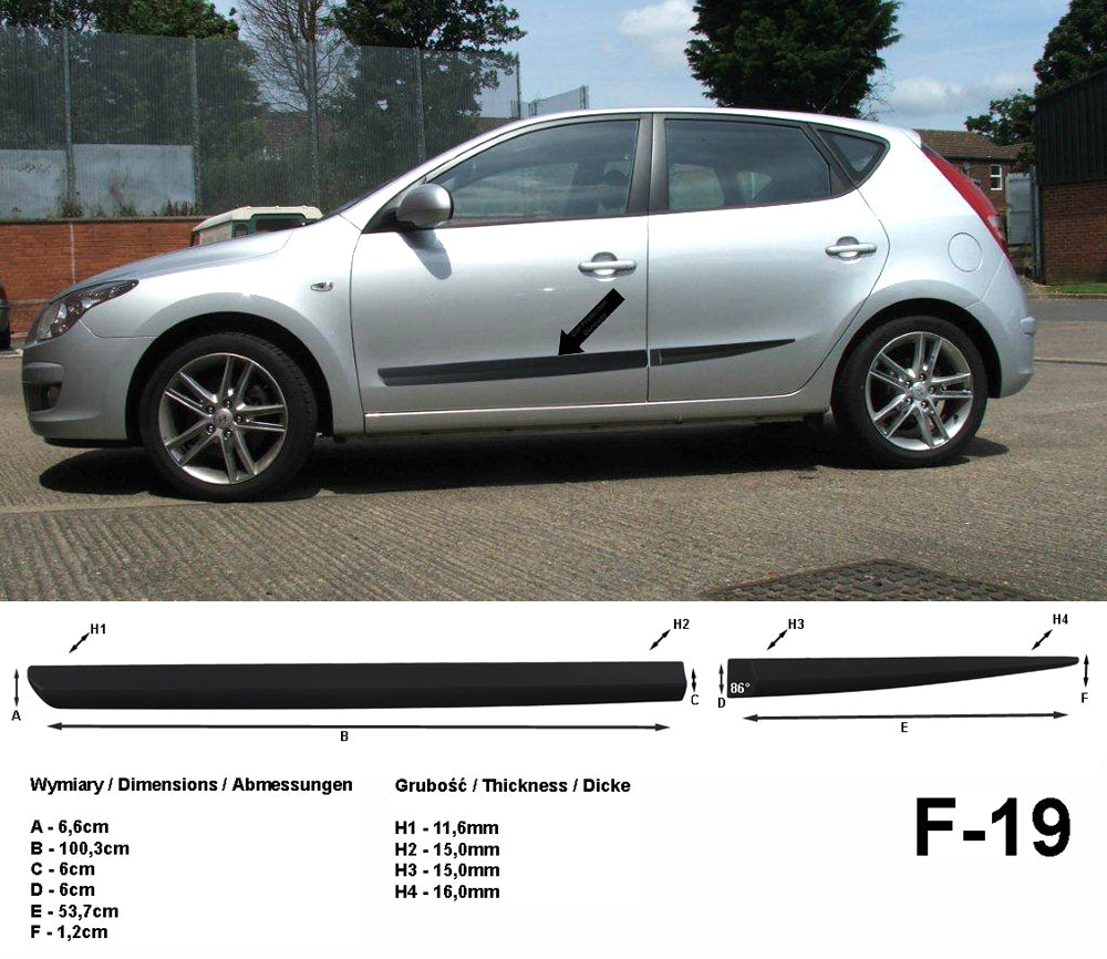 Seitenschutzleisten schwarz für Hyundai i30 I Schrägheck 5-Türer 2007-2011 F19 a