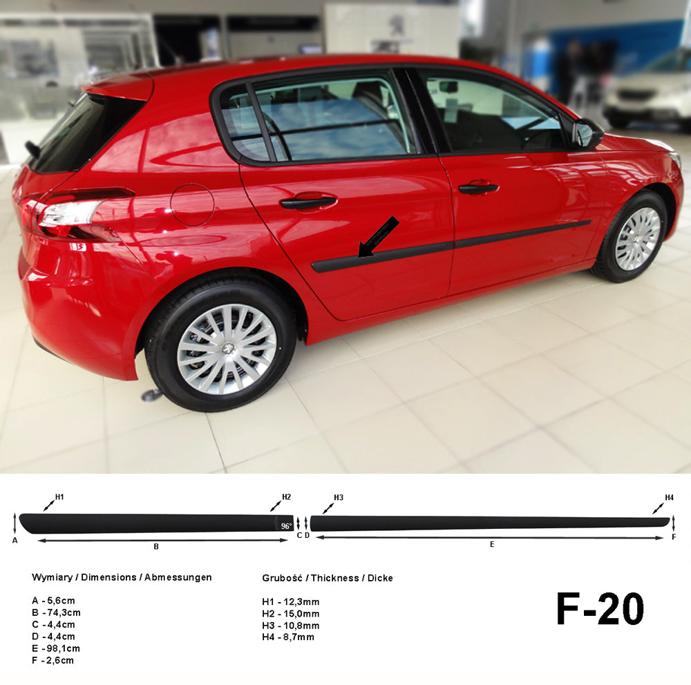 Seitenschutzleisten schwarz für Peugeot 308 & SW II Schrägheck & Kombi 2013- F20 a