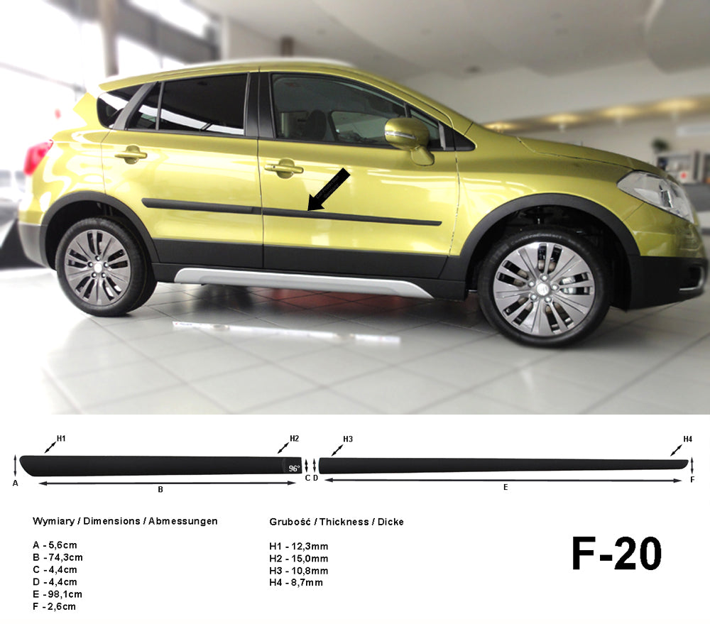 Seitenschutzleisten schwarz für Suzuki SX4 II S-Cross Kombi ab 08.2013- F20 a