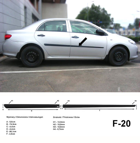 Seitenschutzleisten schwarz für Toyota Corolla Limousine Bj. 10.2006-05.2013 F20 a