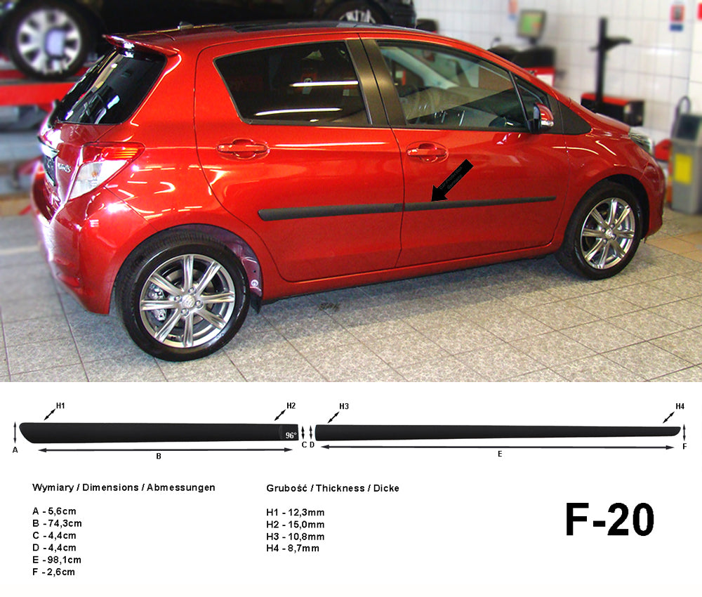 Seitenschutzleisten schwarz für Toyota Yaris III 5-Türer vor Mopf 2010-2014 F20 a