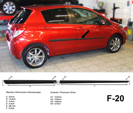 Seitenschutzleisten schwarz für Toyota Yaris III 5-Türer vor Mopf 2010-2014 F20 a