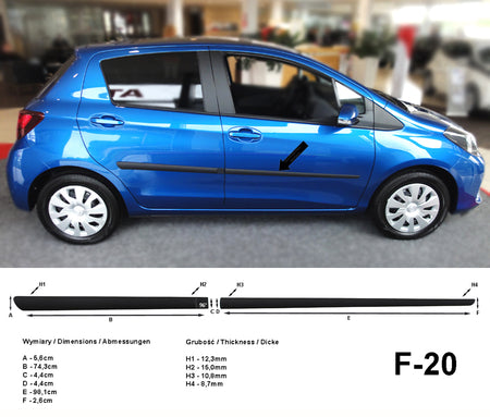 Seitenschutzleisten schwarz für Toyota Yaris III 5-Türer ab facelift 8.2014- F20 a