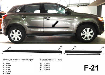 Seitenschutzleisten schwarz für Mitsubishi ASX SUV ab facelift Bj. 10.2012- F21 a