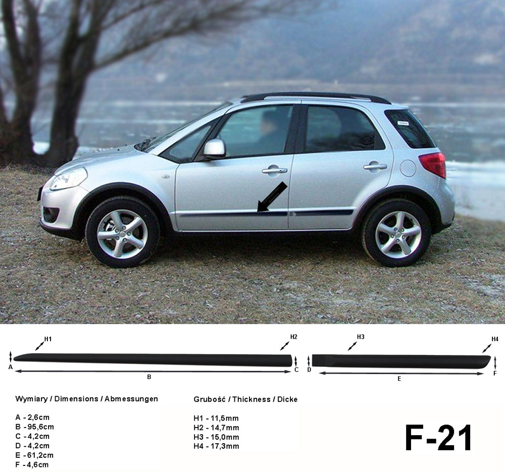 Seitenschutzleisten schwarz für Suzuki SX4 I Limo & Kombi vor Mopf 2006-2009 F21 a