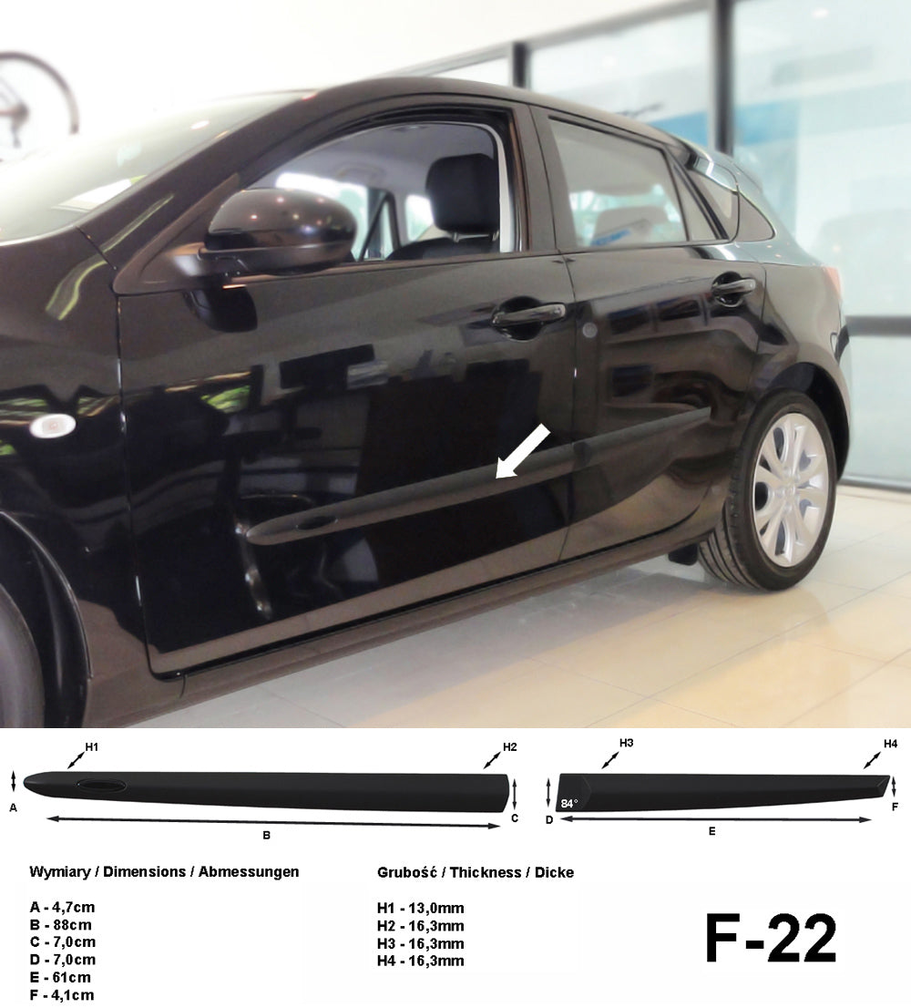 Seitenschutzleisten schwarz für Mazda 3 II Typ BL ab facelift 10.2011-8.2013 F22 a