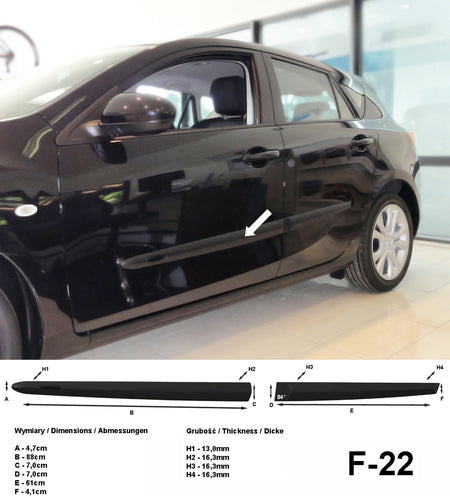 Seitenschutzleisten schwarz für Mazda 3 II Typ BL ab facelift 10.2011-8.2013 F22 a