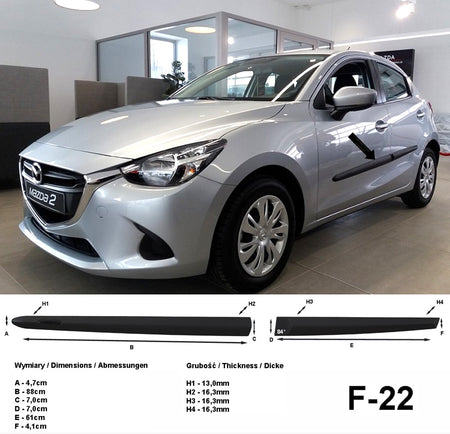 Seitenschutzleisten schwarz für Mazda 2 III Schrägheck Typ DJ ab 11.2014- F22 a