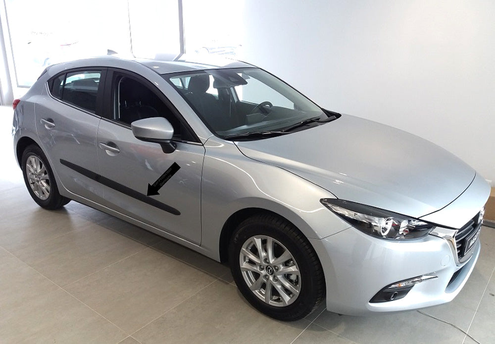 Seitenschutzleisten schwarz für Mazda 3 III Schrägheck Typ BM und BN 9.2013- F22 d
