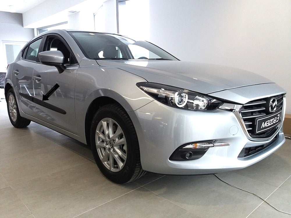 Seitenschutzleisten schwarz für Mazda 3 III Schrägheck Typ BM und BN 9.2013- F22 f