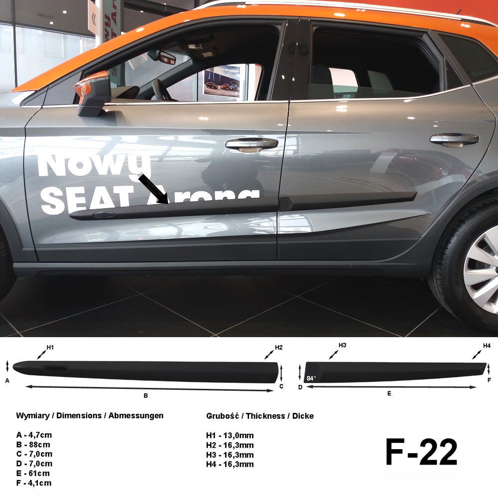 Seitenschutzleisten schwarz für Seat Arona SUV Kombi ab 10.2017- F22 a